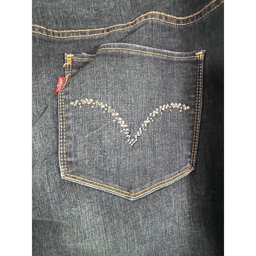 Levi Jean Women 24 Blue Denim Boot Cut Dark Wash Western Retro Studded Cowgirl - Picture 9 of 16